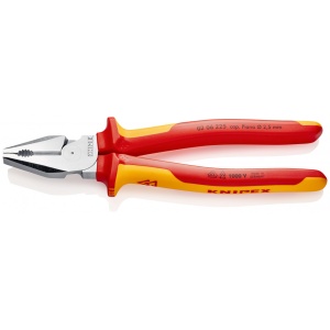 KNIPEX 02 06 225 Patenti Combi cu parghie mare izolate, cu manere multicomponent, testate VDE cromat 225 mm - Img 1
