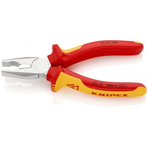 KNIPEX 03 06 160 Patent combinat izolate, cu manere multicomponent, testate VDE cromat 160 mm - Img 2