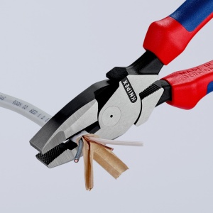 KNIPEX 09 01 240 Patenti Combi cu parghie mare "Lineman's Pliers" model american acoperit cu material plastic aderent vopsit negru 240 mm - Img 4