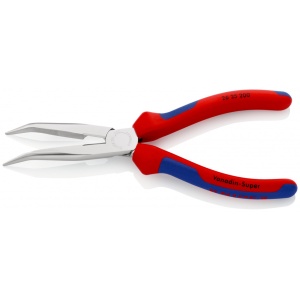 KNIPEX 26 25 200 Clește plat-rotund cu tăiș (patent cu cioc angular) cu manşoane multicomponent cromat 200 mm - Img 2