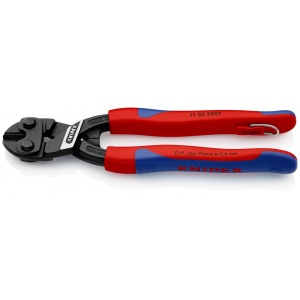 KNIPEX 71 02 200 T CoBolt® Tăietor compact pentru bolțuri cu manşoane suple, multicomponent, cu cârlig de fixare integrat pentru montarea unei siguranţe împotriva căderii vopsit negru 200 mm