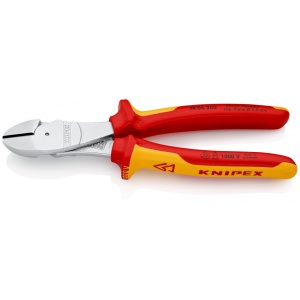 KNIPEX 74 06 200 Șfic de forță izolate, cu manere multicomponent, testate VDE cromat 200 mm - Img 1