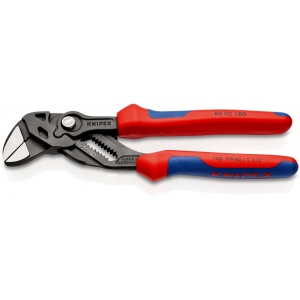 KNIPEX 86 02 180 Cheie de strângere Cleștele-cheie, clește și cheie într-o singură unealtă cu manşoane multicomponent bonderizat în culoarea gri 180 mm