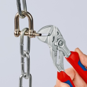 KNIPEX 86 05 180 T Cheie de strângere Cleștele-cheie, clește și cheie într-o singură unealtă cu manşoane multicomponent, cu cârlig de fixare integrat pentru montarea unei siguranţe împotriva căderii cromat 180 mm - Img 4