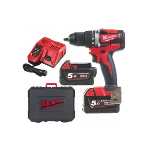 Mașină de găurit, compactă, cu motor fără perii M18™ M18 CBLDD-502C ( KIT: 2 x M18 B5 Acumulator, M12-18 C Încarcător, Kitbox) - Img 1