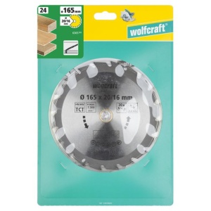 Panza pentru fierastrau circular Wolfcraft 6365000, diametru 165 mm, diametru interior disc 20, 16 mm, latime taiere 2.4 mm, 20 dinti, seria verde. - Img 2