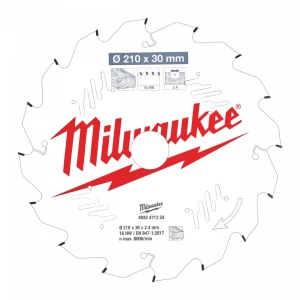 Pânze pentru fierăstraie circulare de mână Milwaukee (Diametru interior disc (mm): 30, Diametrul exterior al pânzei (mm): 210, Nr. dinți: 16, Lățime tăiere (mm): 2.4)