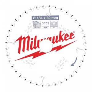 Pânze pentru fierăstraie circulare de mână Milwaukee (Diametru interior disc (mm): 30, Nr. dinți: 40, Diametrul exterior al pânzei (mm): 184, Lățime tăiere (mm): 2.1)