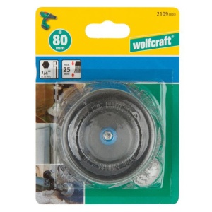 Perie din otel cu fir ondulat Wolfcraft 2109000, tip oala, D 80 mm, tija hexagonala 1/4" - Img 2