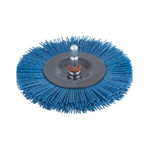 Perie Wolfcraft 2727000, tip disc, nylon albastru, D 100 mm, tija hexagonala 1/4" - Img 1