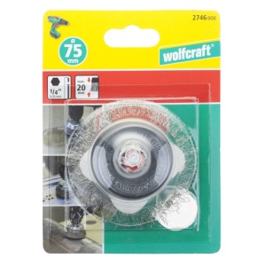 Perie Wolfcraft 2746000, tip oala, D 75 mm, otel inoxidabil, tija hexagonala 1/4" - Img 3