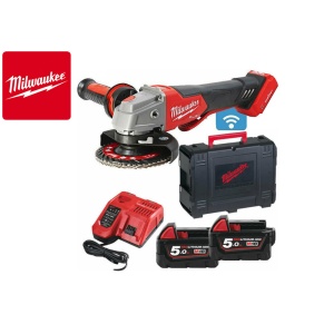 Polizor unghiular 125 mm cu frânare și comutator tip clapetă M18 FUEL™ ONE-KEY™ M18 ONEFSAG125XPDB-502X ( KIT: 2 x M18 B5 Acumulator, M12-18 FC Încarcător, Cutie HD)