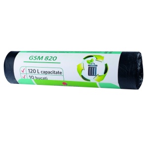Saci menajeri 120 L 10 buc/rolă negru