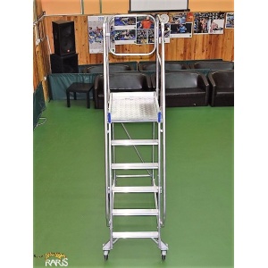 Scara mobila cu platforma, din aluminiu, la 70 grade, roti cu frana, produs RARIS - tip SPL70 - Img 3