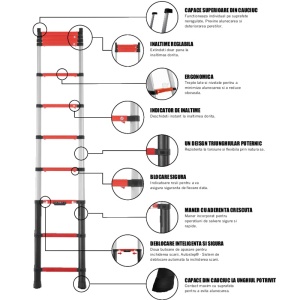 Scara telescopica pentru pompieri si salvare, Telesteps, Rescue Line, rosie, 4.1m, EN1147, 13 trepte, sarcina maxima 500kg - Img 10