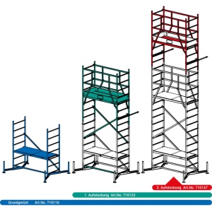 Schela Climtec 0,6 x 1.5m, aluminiu, inaltime lucru 7m, modul 0+1+2 - Img 3