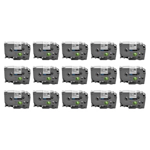 Set 15 Etichete compatible Brother TZe-231 12mm x 8m negru alb caseta gri