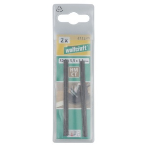 Set 2 cutite pentru rindea Wolfcraft 4113000, cu carburi metalice, dimensiuni 82x1.1x5.5 mm - Img 4