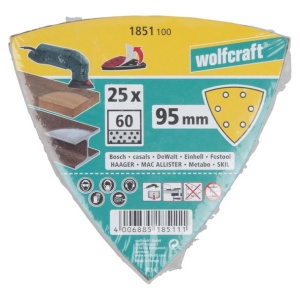 Set 25 foi abrazive autoadezive delta Wolfcraft 1851100, Gr. 60, 95 mm - Img 2