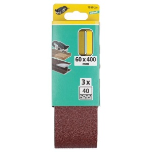 Set 3 benzi de slefuit Wolfcraft 1950000, pentru lemn si metale, Gr. A40, 60x400 mm - Img 2