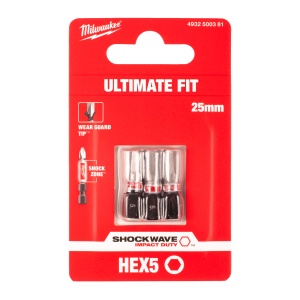 Set 3 biti de impact Milwaukee Shockwave Impact Duty™, Hex5mmx25mm - Img 2