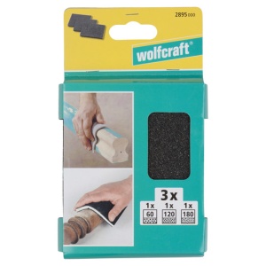 Set 3 bureti de slefuire Wolfcraft 2895000, 125x100x10 mm, granulatie 60, 120, 180 - Img 3