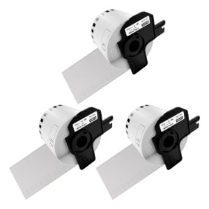 Set 3 Etichete modul continuu DK-22205 albe 62mm x 30.48m suport plastic inclus compatibile Brother DK-22205 DK22205