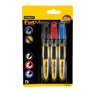 Set 3 markere permanente Stanley Fatmax 0-47-322, varf fin, negru, rosu, albastru - Img 3