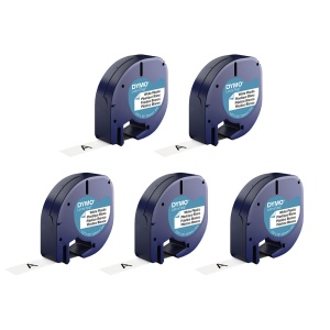 Set 5 Etichete originale plastic alb 12mm x 4m DYMO LetraTag 91221 91201 S0721560