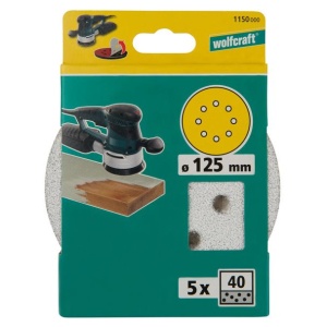Set 5 foi abrazive Wolfcraft 1150000, prindere velcro, pentru vopsea/lac, D 125 mm, P40 - Img 2