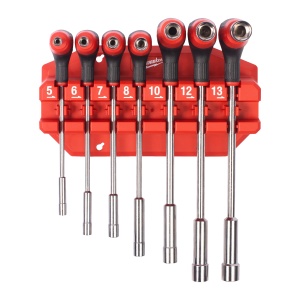 Set 7 chei tubulare cu mâner MILWAUKEE în T cu suport 5-13 mm - Img 1