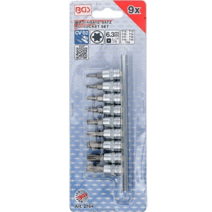 Set 9 varfuri imbus antrenare 1/4" (capete chei tubulare), torx T10-T50, BGS - Img 2