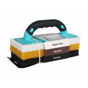 Set Dristi cu Burete / Tampon pentru curatare (1 maner, 3 baze), 250x120mm - BIHUI-CSPK4 - Img 2