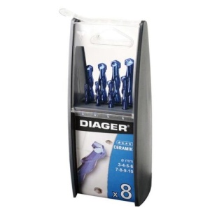 Trusa 8 piese burghie Diager cu coada cilindrica pentru materiale ceramice 8 piese 3-10mm