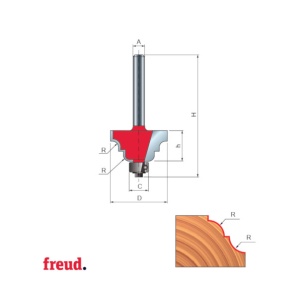 38- Freza profilata concav convex, cu tesire intre ele, cu rulment copier inferior, placata CMS, Z=2, cu coada, DIM 29.4 - 38-30