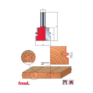 99- Freza profilata pentru imbinari cu un dinte, placata CMS, Z=2, cu coada, D 38 - 99-03112P