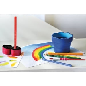 Ascuțitoare plastic triplă cu container grip 2001 roșie/albastră Faber-Castell - Img 5