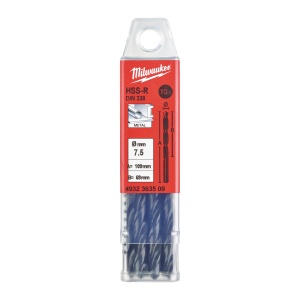 Burghie HSS Roluite pentru metal - DIN 338 - Milwaukee Ø 7.5x69x109 mm - set 10 buc - Img 2