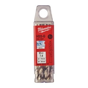 Burghie scurte MILWAUKEE HSS Ground pentru metal - DIN 1897 Ø 7.5x34x74 mm - set 5 buc - Img 2