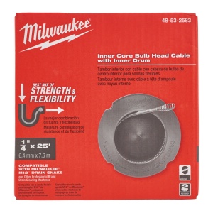 Cablu HH Milwaukee 6 mm x 7.6 m spiral, bulb auger + drum - Img 2