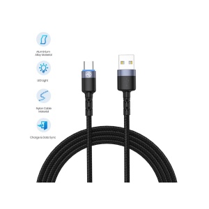 Cablu Tellur USB to Type-C cu LED, 2A, nailon, 2m, nailon, negru - Img 4