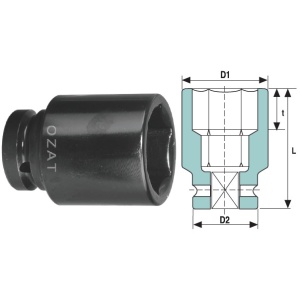 Cap cheie tubulara de impact 3.1/2" 6 laturi, lung 4 5/8"