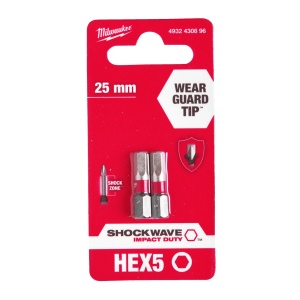 Cap surubelnita Hexagon (HEX) Milwaukee SHOCKWAVE (Tip: Hex 5 mm) - set 2 buc - Img 2