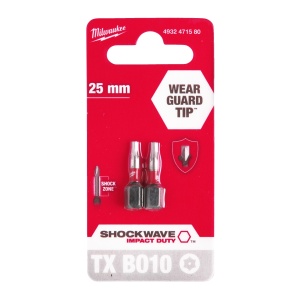 Cap surubelnita Torx cu gaura (TX BO) Milwaukee SHOCKWAVE - TX BO10 x 25 mm - 2 buc - Img 2