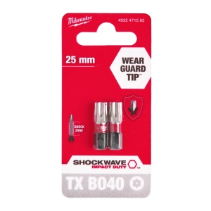 Cap surubelnita Torx cu gaura (TX BO) Milwaukee SHOCKWAVE - TX BO40 x 25 mm - 2 buc - Img 2