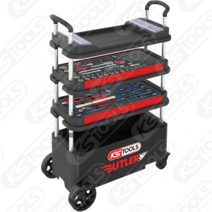 Cărucior de unelte de montaj KS TOOLS BUTLER, pliabil, echipat cu 175 de unelte premium - Img 5