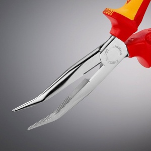 Cleste cu cioc lung indoit la 40°, manere izolate la 1000 V, KNIPEX, 200 mm - Img 3