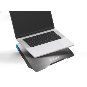 Cooler laptop Tellur Shade, 17", 3 ventilatoare, RGB LED, USB, USB-C, aluminiu, Gri - Img 3