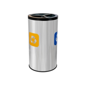 Coș inox colectare selectivă 3 compartimente cu găleată interioară, 3 x 20 L - Img 2