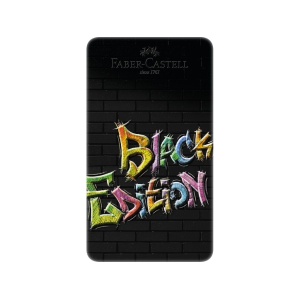 Creioane colorate triunghiulare black edition cutie metal Faber-Castell 12 culori/set - Img 1